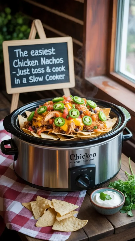 Cheesy, Saucy, Irresistible – Try These Crockpot Chicken Nachos!