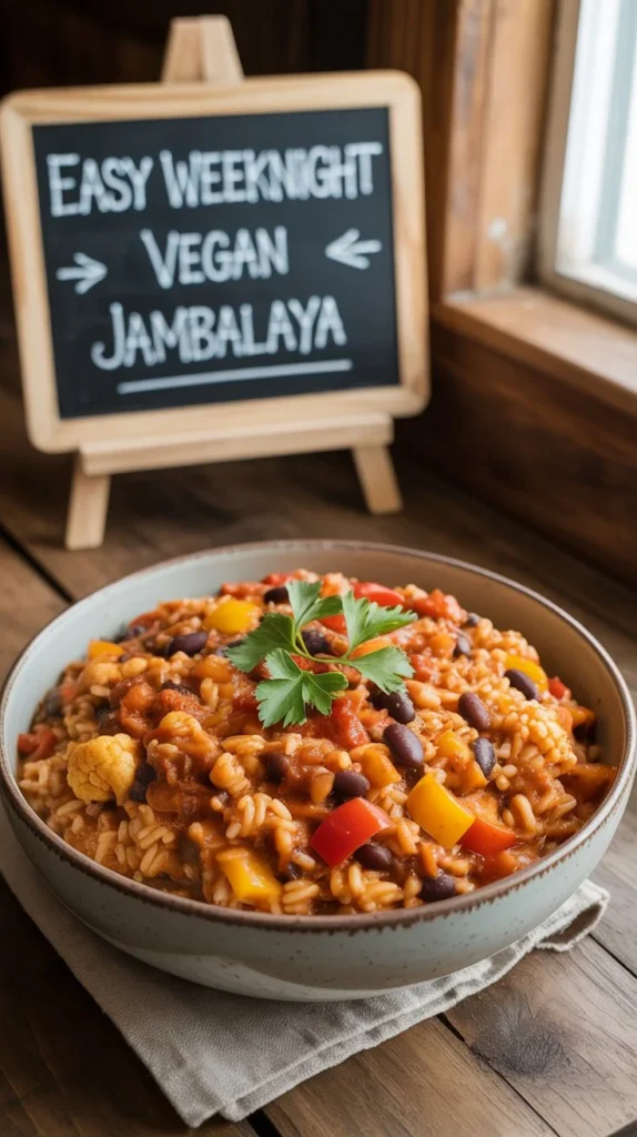 Easy Weeknight Vegan Jambalaya with Cajun Flavor
