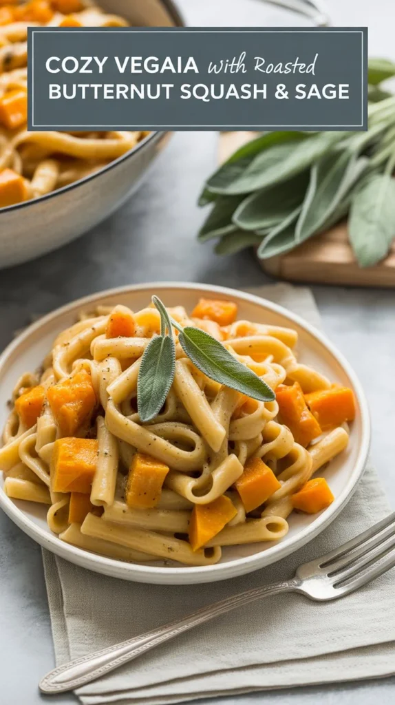 Cozy Vegan Pasta with Roasted Butternut Squash & Sage