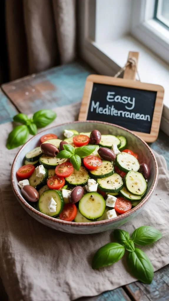 Easy Mediterranean Zucchini Salad with Feta & Olives