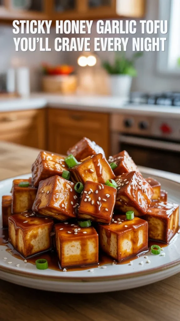 Sticky Honey Garlic Tofu Youβll Crave Every Night
