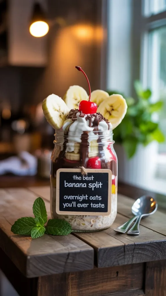 The Best Banana Split Overnight Oats You’ll Ever Taste