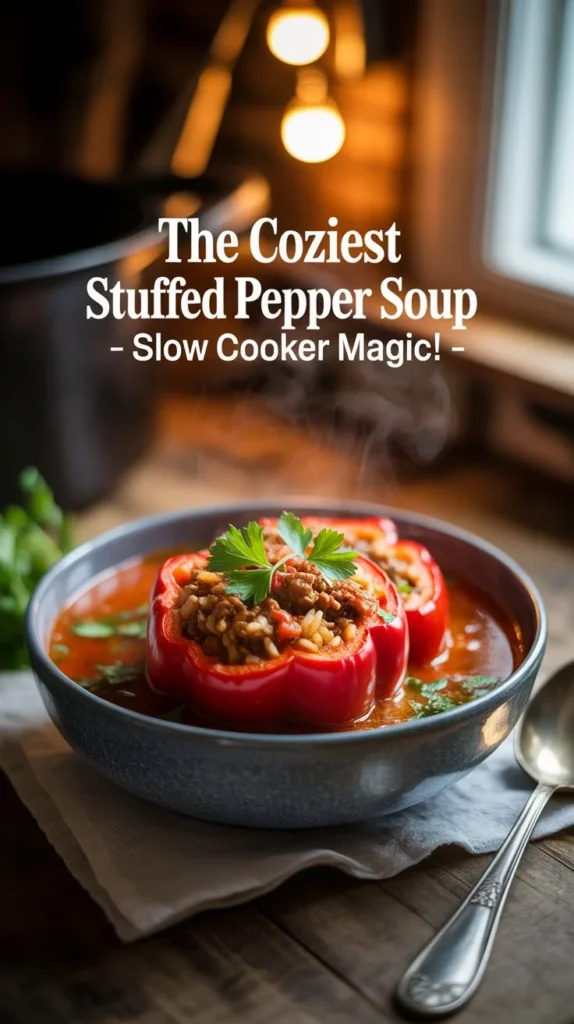 The Coziest Stuffed Pepper Soup – Slow Cooker Magic!