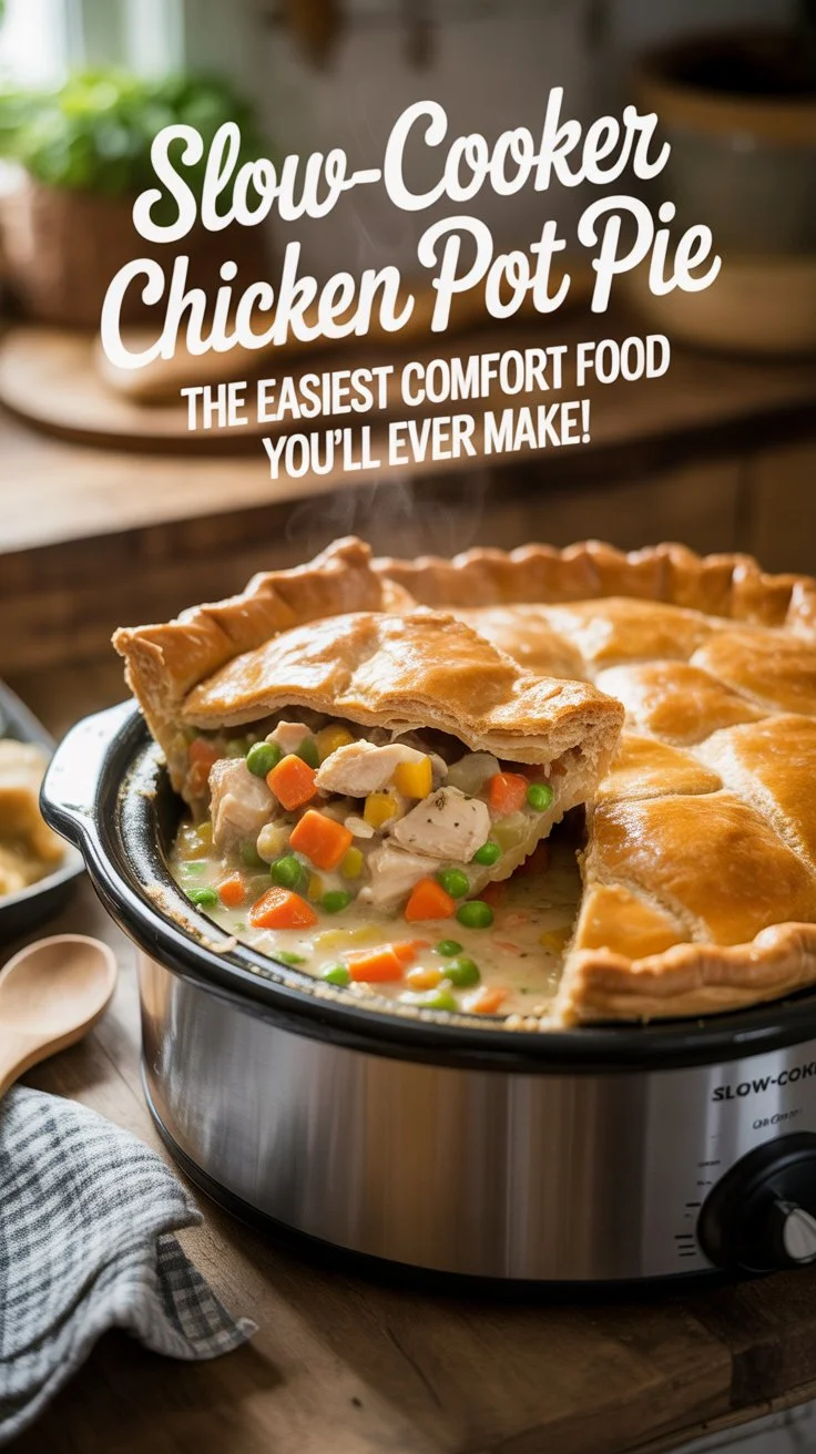 Read more about the article Slow-Cooker Chicken Pot Pie Recipe – Creamy Comfort in Every Spoonful